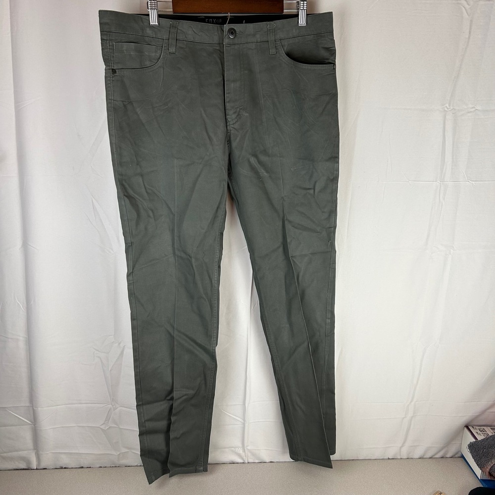 Fox Heritage Forged Mens Grey Flat Front Pants Size 36x32 Casual Business Casual